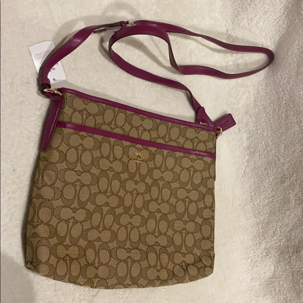 Tan and Maroon Coach Purse